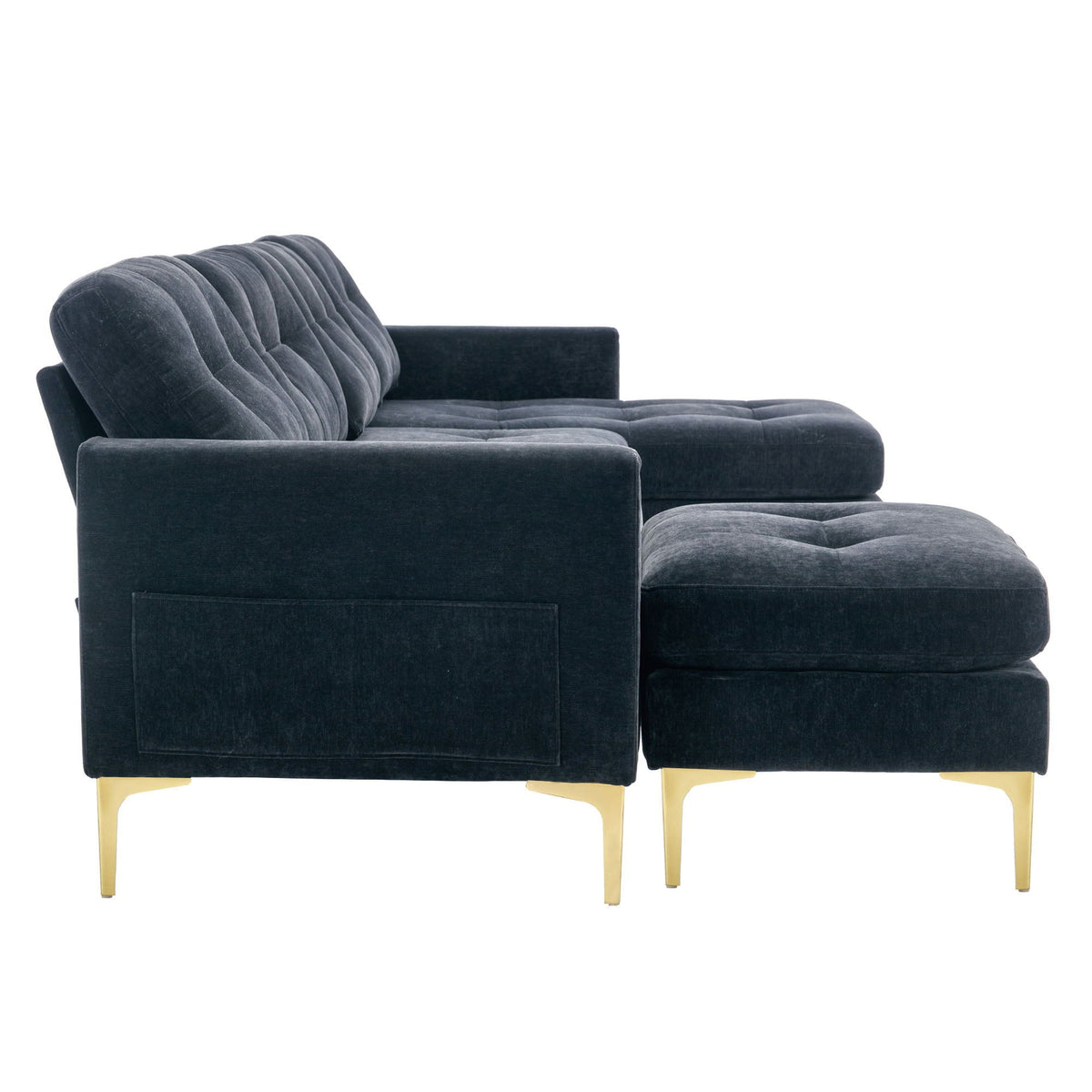 Modern L - Shape Convertible Sectional Sofa With Movable Ottoman