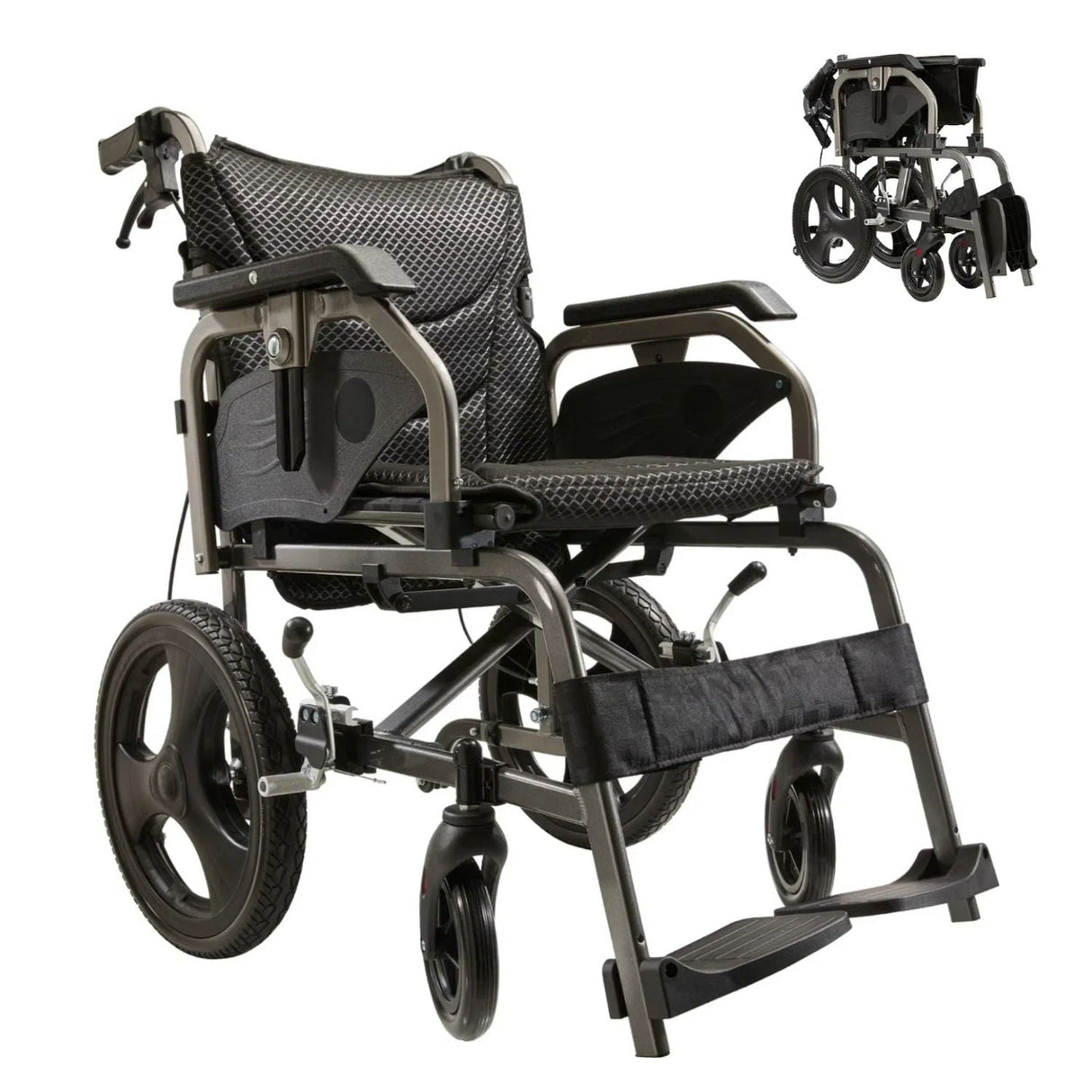 Lightweight Foldable Transport Wheelchair for Adults