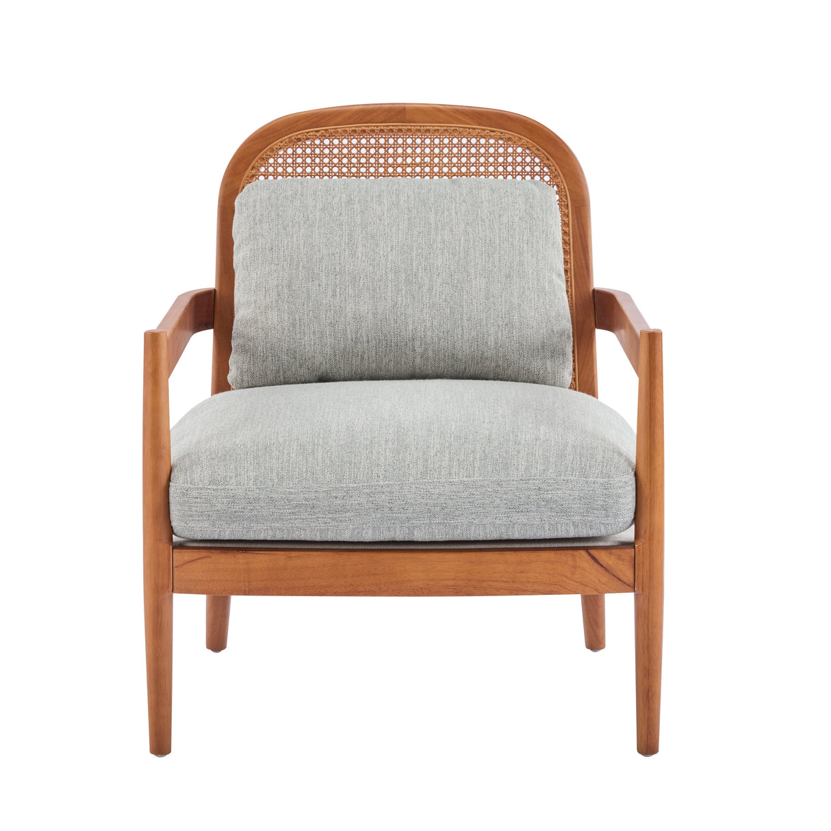 Elliston Rattan Backrest Solid Wood Accent Chair with Cushions, Set of 2