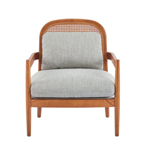 Elliston Rattan Backrest Solid Wood Accent Chair with Cushions - Set of 2