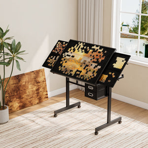 1000 Pieces Jigsaw Puzzle Metal Table with 4 Trays and 2 Drawers