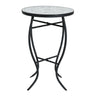 Outdoor Round Side Table With Mosaic Style Top And Curved Iron Legs