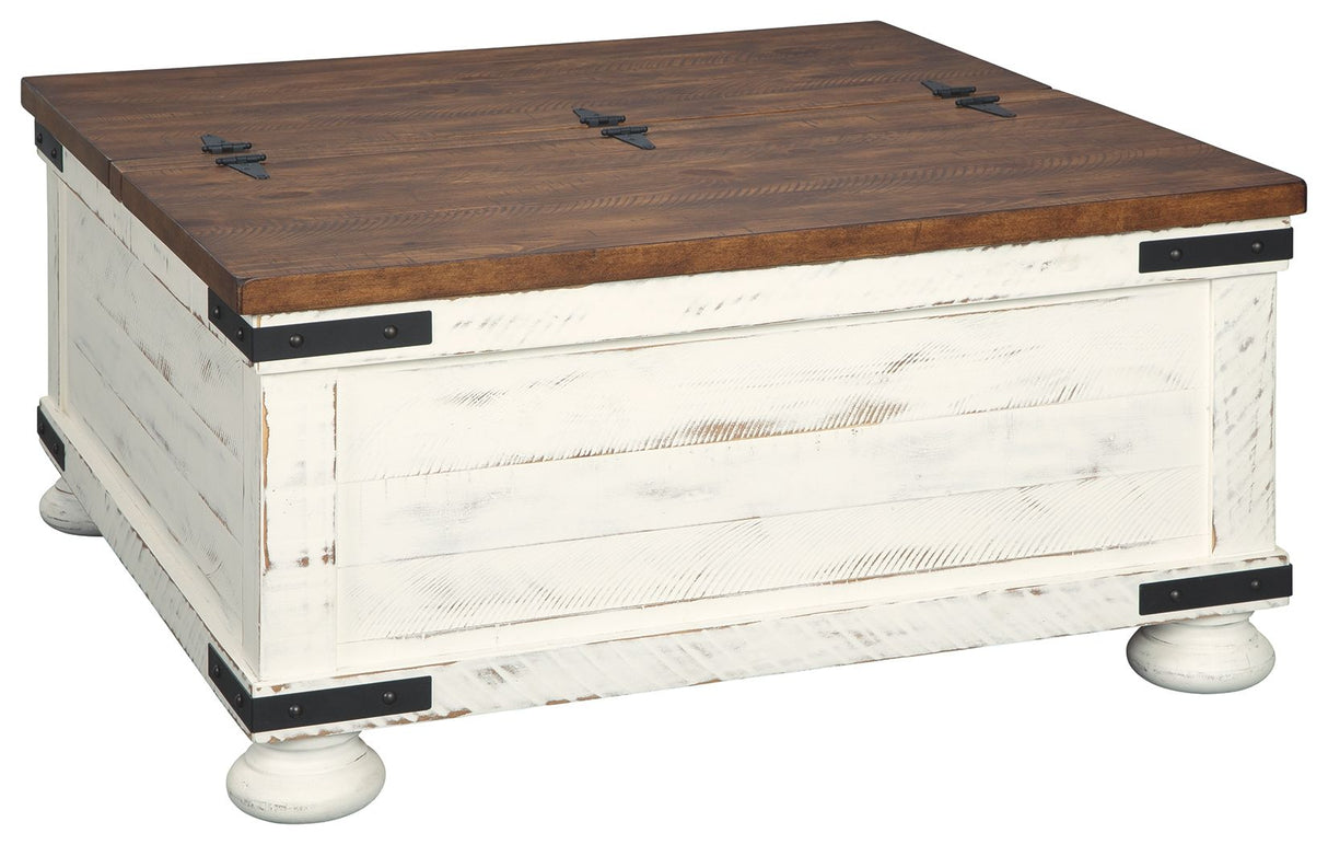 Wystfield - Cocktail Table with Storage - White / Brown