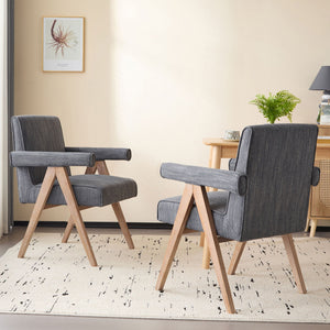 Contemporary Poppy Fabric Dining Armchair with Rubberwood Legs
