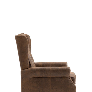 Modern Coffee Wood Frame Armchair with Microsuede Upholstery