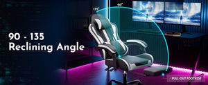 Ergonomic Gaming Chair with Footrest and Lumbar Support