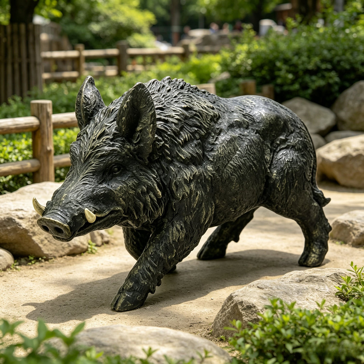 Simulated Wild Boar Resin Garden Statue
