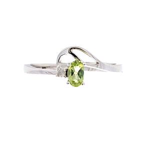 .02ct Peridot Diamond Ring 10KT White Gold