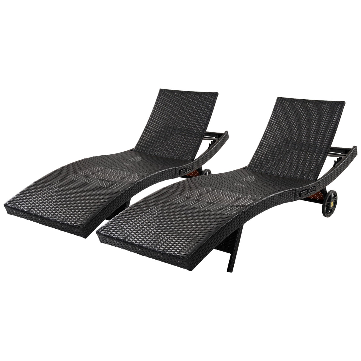 K&K 80'' Patio Wicker Chaise Lounge Chairs Set of 2