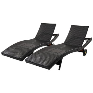 K&K 80'' Patio Wicker Chaise Lounge Chairs Set of 2