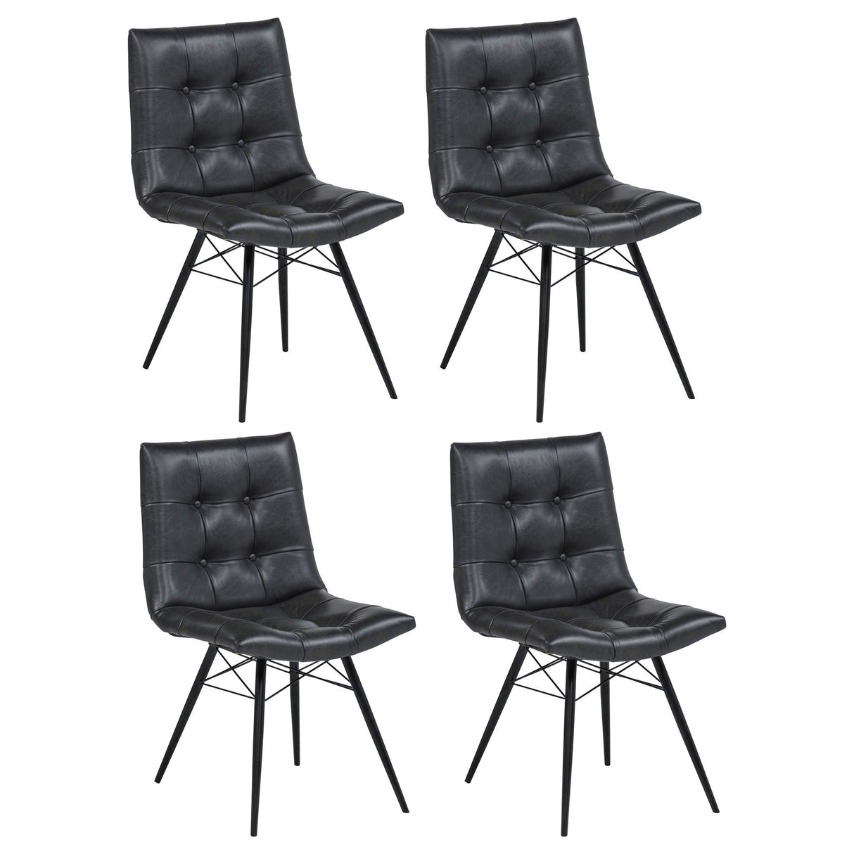 Aiken Faux Leather Upholstered Dining Side Chair Charcoal Grey (Set of 4)
