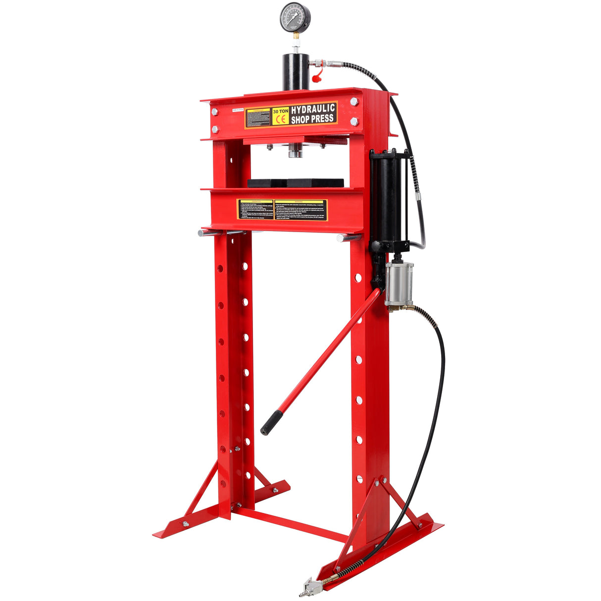 30 Ton Air Hydraulic Shop Press With Gauge, Adjustable H-Frame