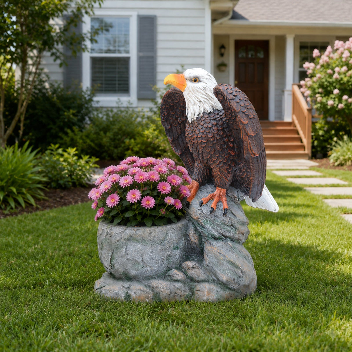 Standing Eagle Statue Garden Planter