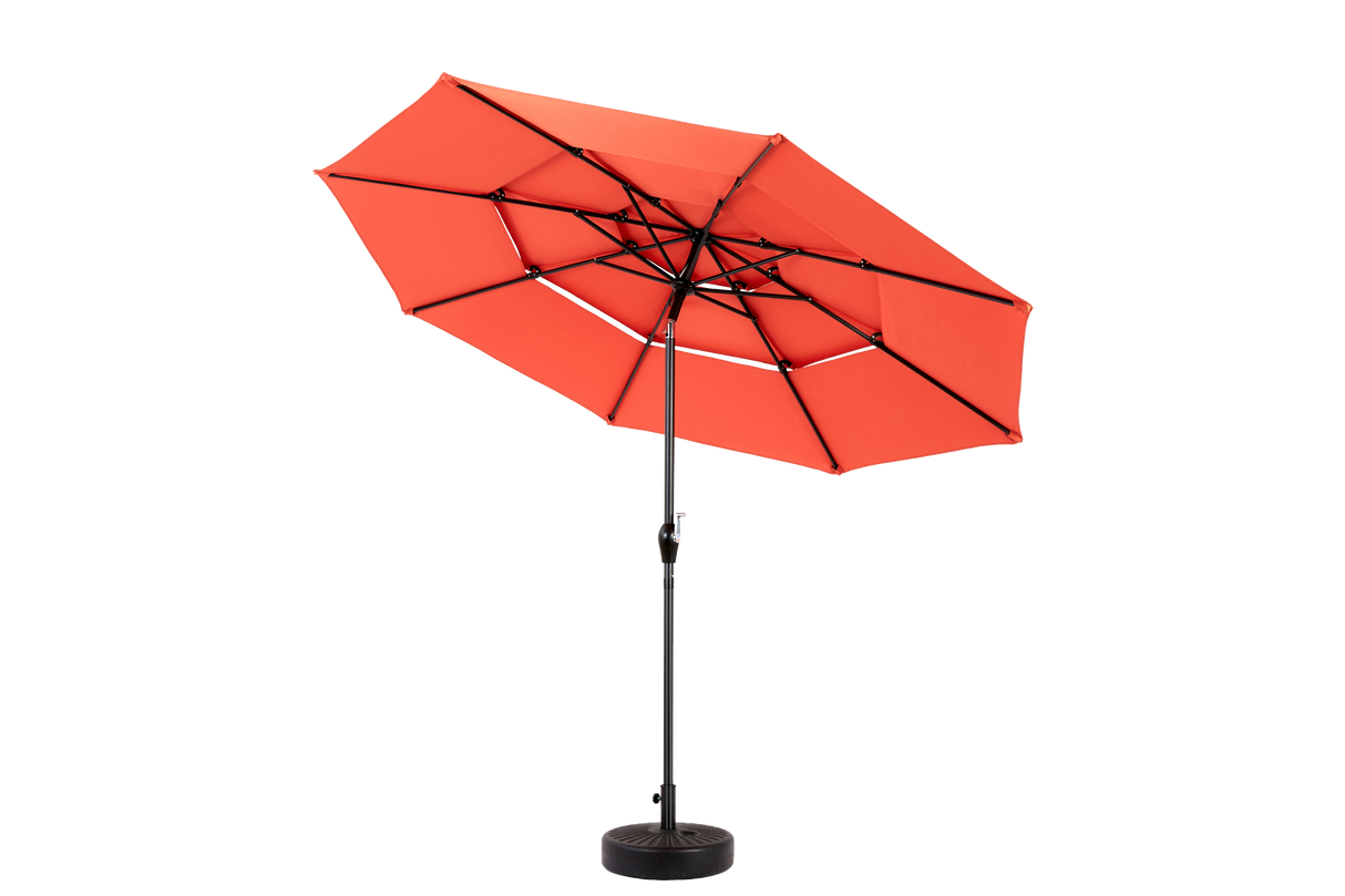 Aluminium 10ft 3-Tier Auto-Tilt Outdoor Patio Umbrella - Orange