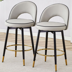 Modern Upholstered 360° Rotatable Bar Chair with Metal Legs for Dining Room (Set of 2)