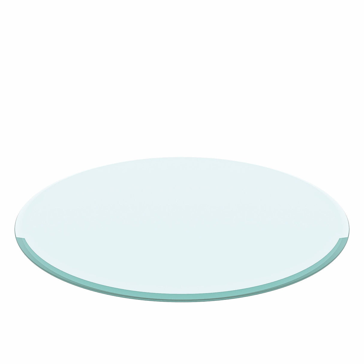 Round Tempered Glass Table Top Clear Glass, Thick Beveled Polished Edge - Black