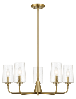 Dazzle Five Lights Chandelier with Clear Seeded Glass - Satin Brass