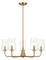 Dazzle Five Lights Chandelier With Clear Seeded Glass - Satin Brass