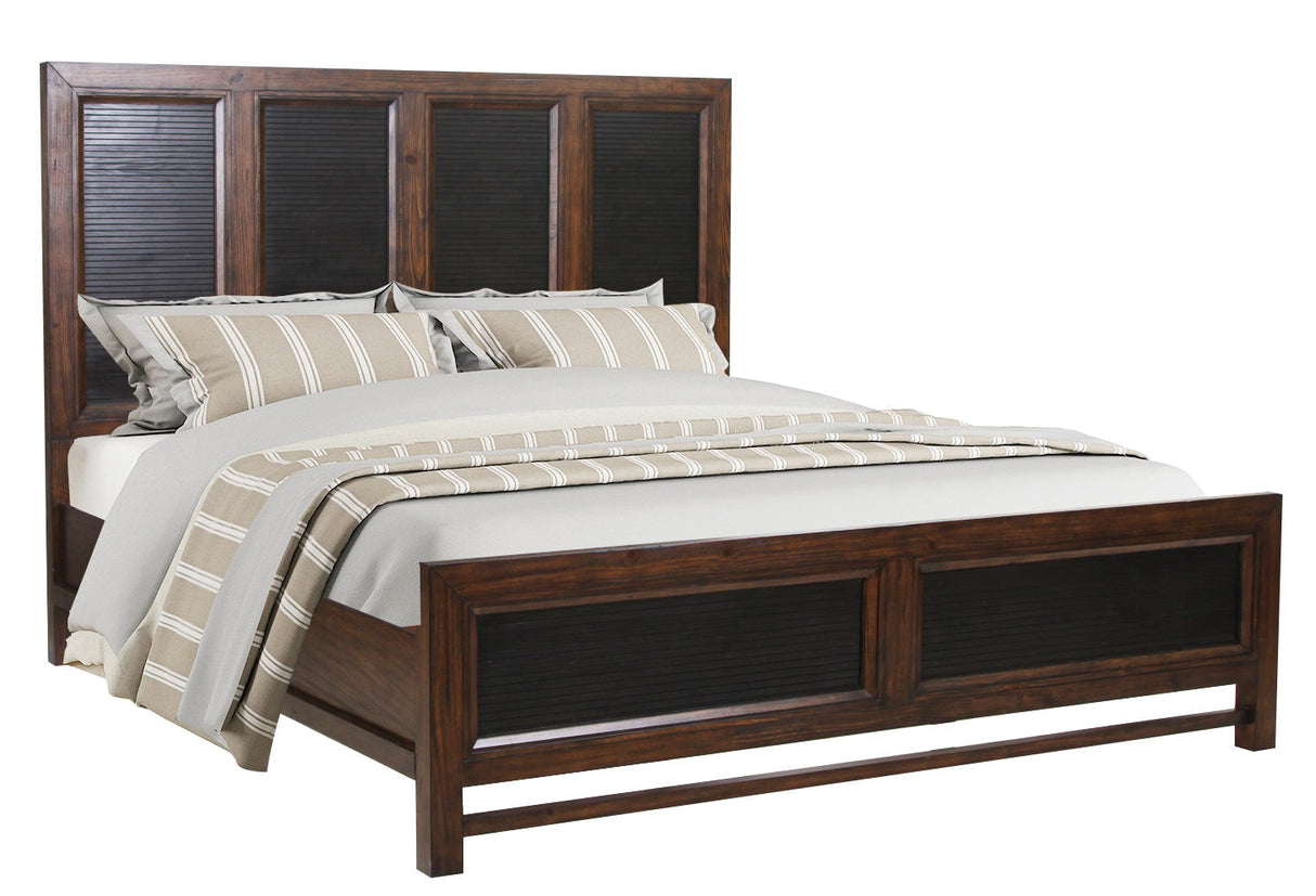 Queen Size Panel Bed Two-Tone Finish