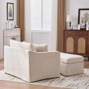 Accent Chair With Ottoman, Includes 2 Bolster Pillows