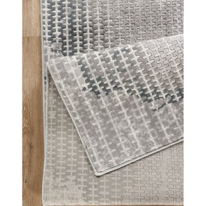 Geometric 3D Effect Area Rug with Ultra-Soft Pile – Ivory / Gray