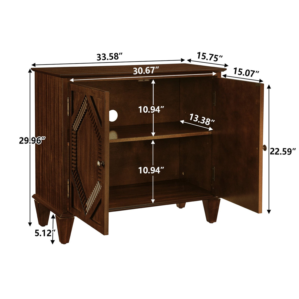33.6' Retro Wooden Sideboard Buffet Cabinet with Storage