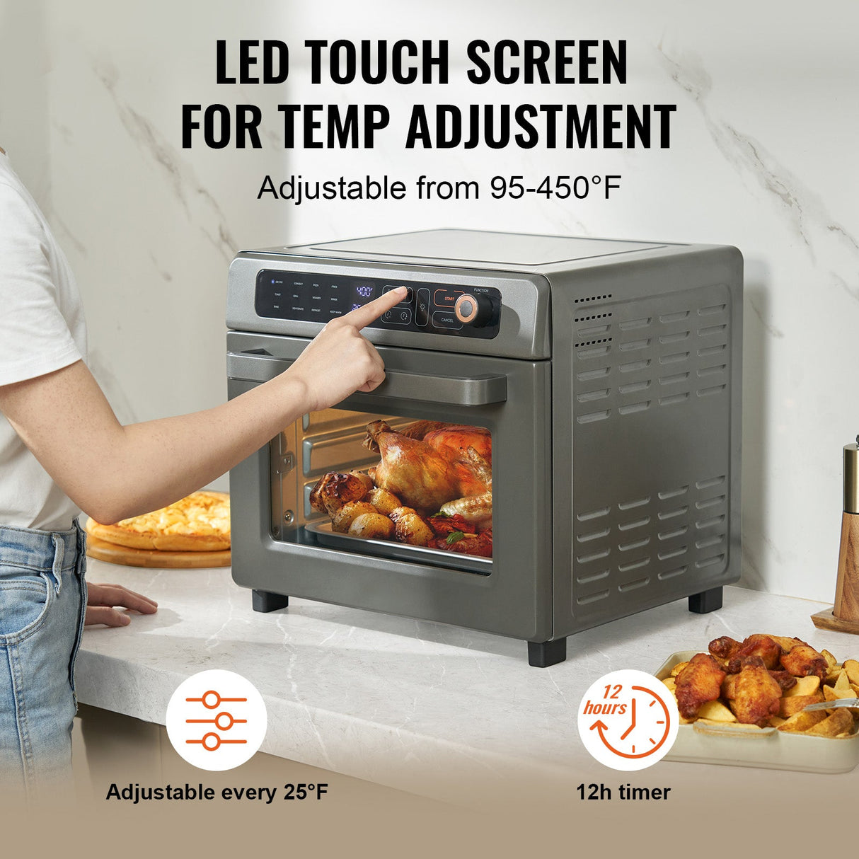 12-in-1 Air Fryer Toaster Oven 25L Stainless Steel 1700W