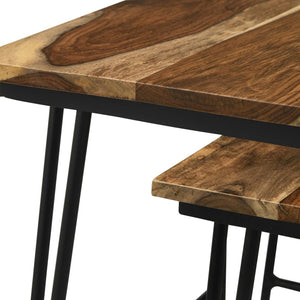 3 Piece Nesting Table With Hairpin Legs - Brown