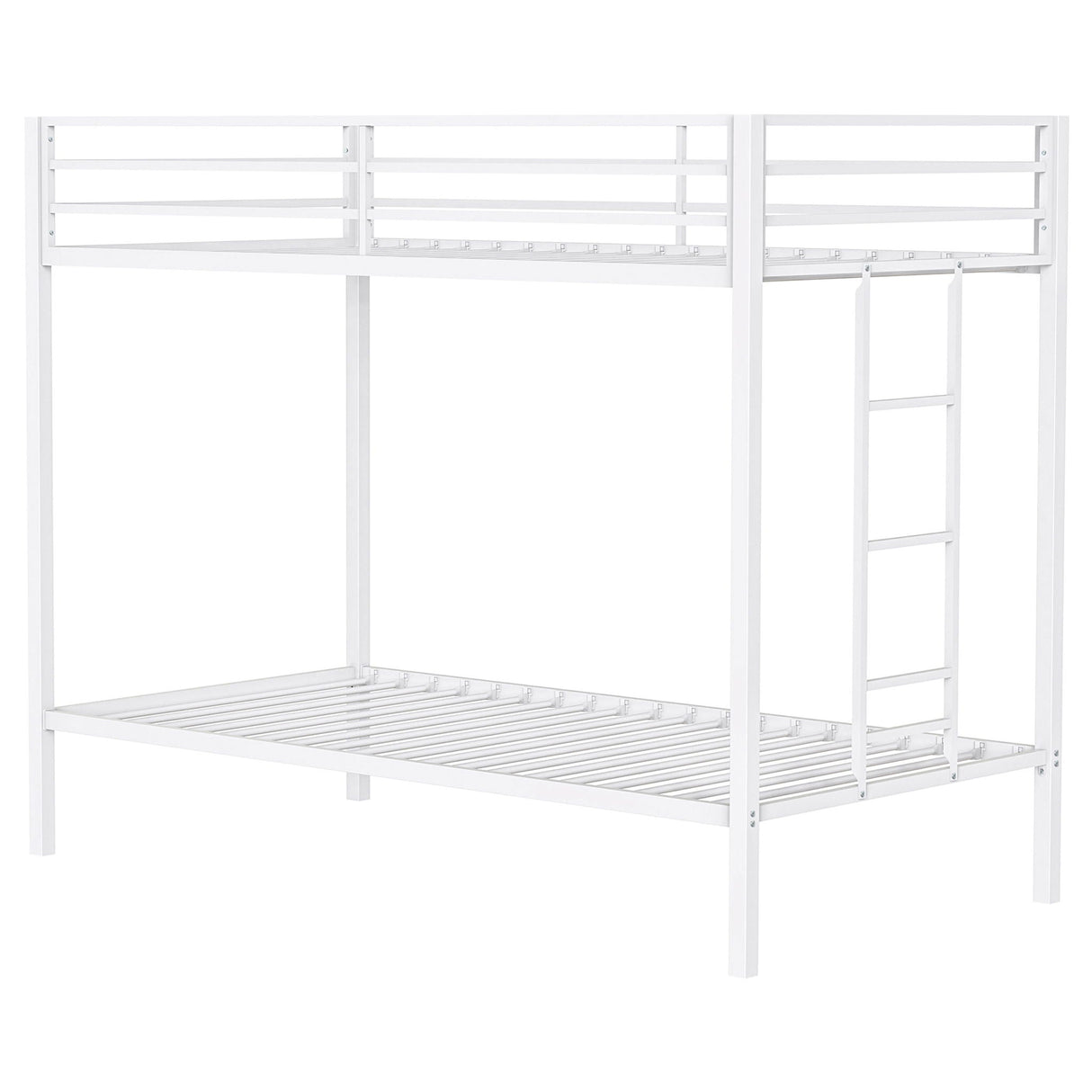 Alevera Metal Twin Over Twin Bunk Bed with Ladder White
