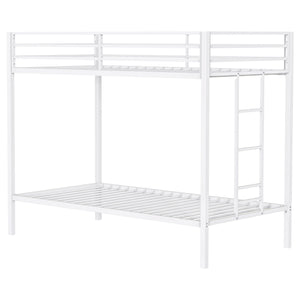 Alevera Metal Twin Over Twin Bunk Bed with Ladder White