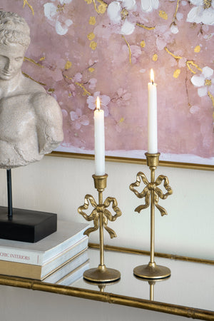 Set of 2 Vintage Gold Candle Holders