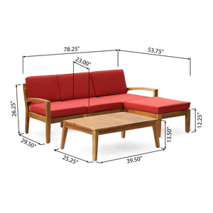 Grenada L Shape Red 2-Piece Outdoor Set