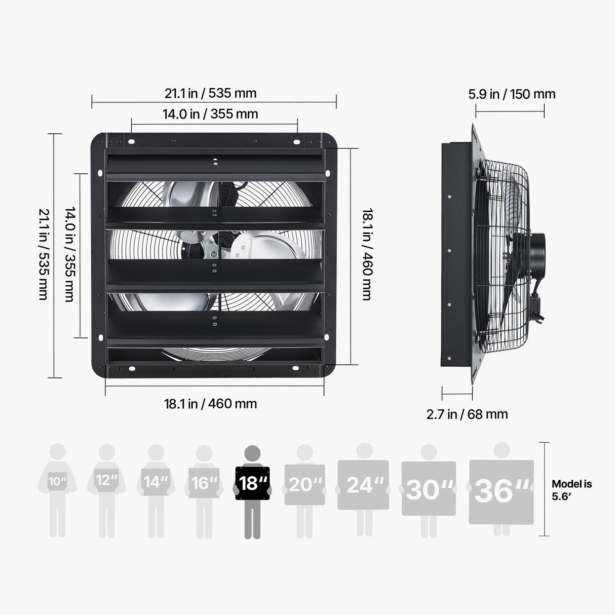 18 Inch Shutter Exhaust Fan with Variable Speed Controller