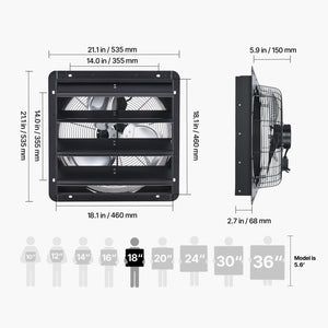 18 Inch Shutter Exhaust Fan with Variable Speed Controller