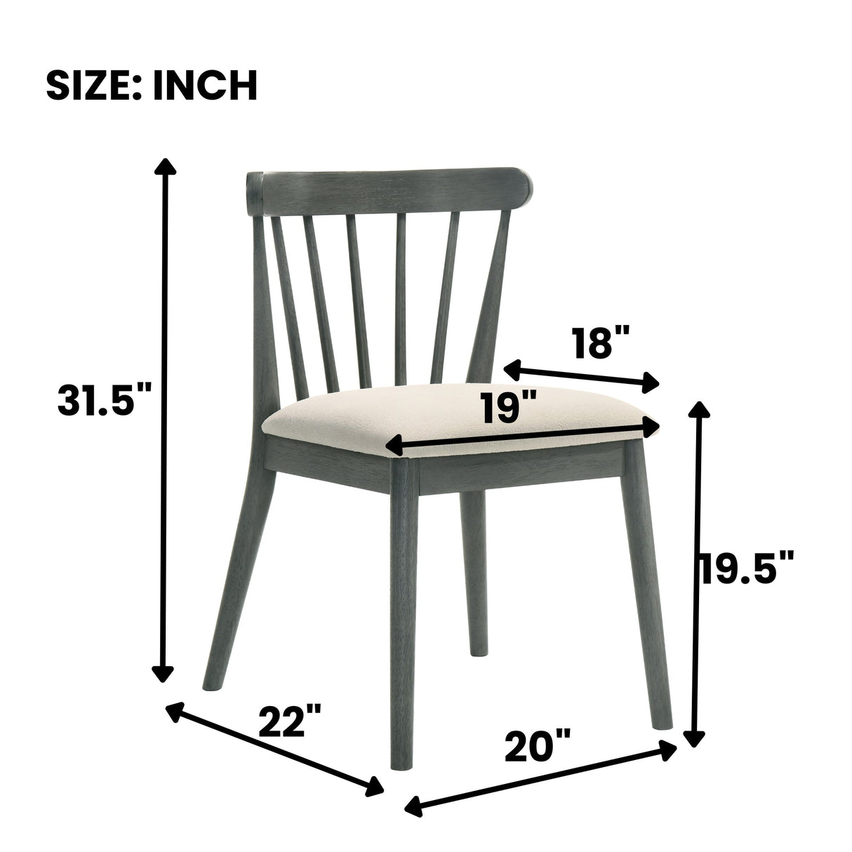 Modern Spindle Back Dining Chairs, Set of 2
