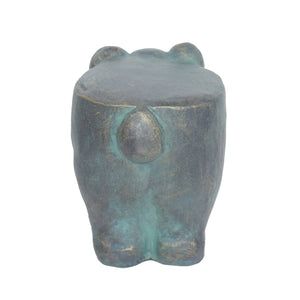 13inch High Rabbit Garden Stool, Lightweight Concrete, Gold Patina Finish, No Assembly Required