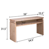 Modern Rustic Console Table – 59” Wood Entryway Table with Shelf & Decorative Bead Detail