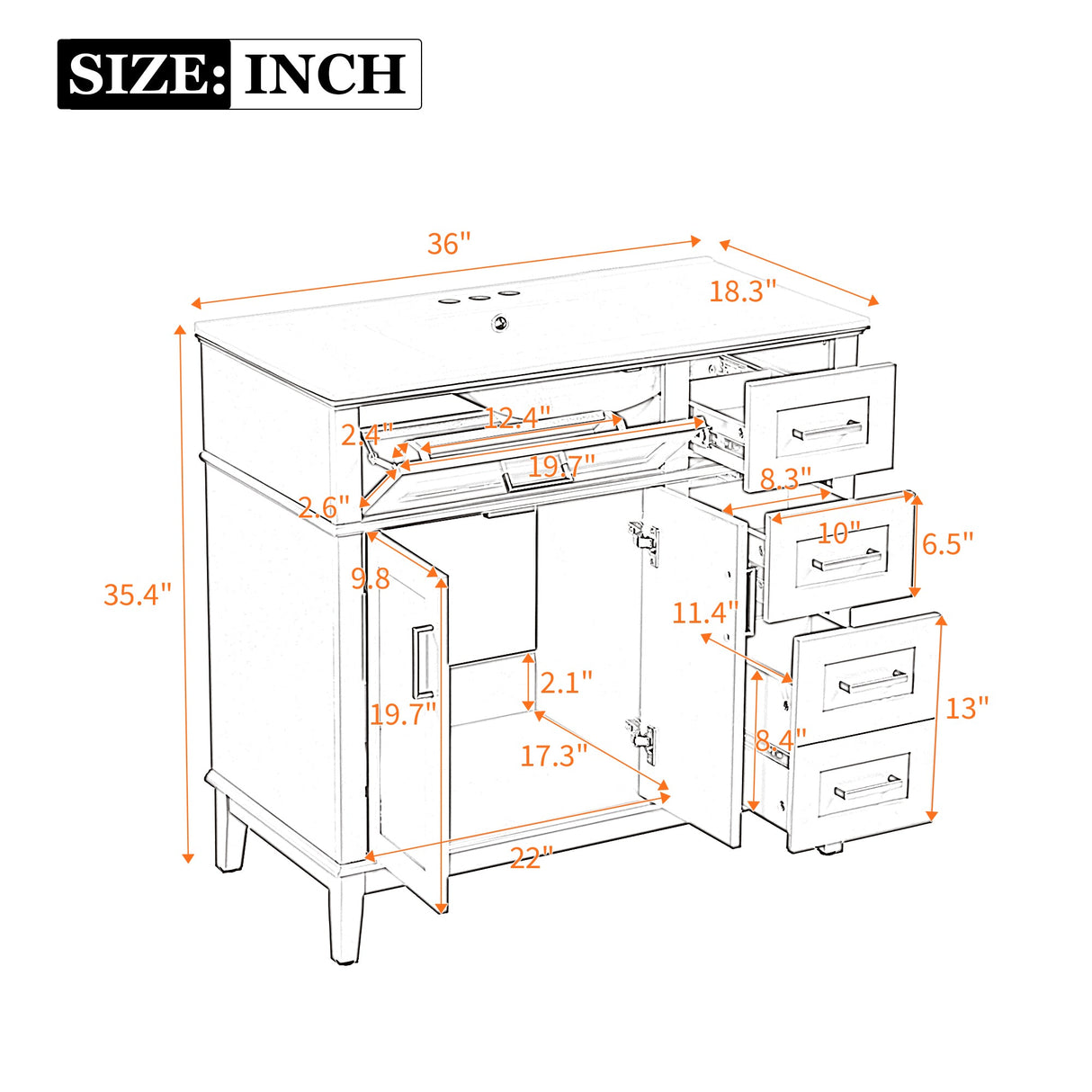 36" Light Green Bathroom Vanity