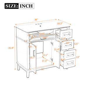 36" Light Green Bathroom Vanity