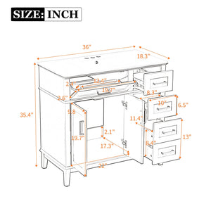 36" Light Green Bathroom Vanity