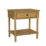1-Drawer Nightstand with Turned legs and Bottom Shelf