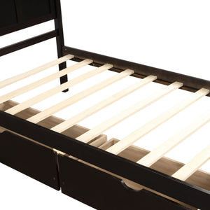 Platform Storage Bed With 2 Wheel Base Drawers