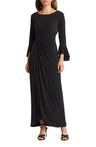 Connected Apparel Mock Wrap Gown in Black, Size 10