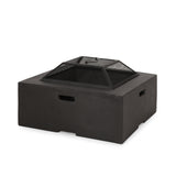 Outdoor 29' Square MgO Wood-Burning Fire Pit, Dark Gray