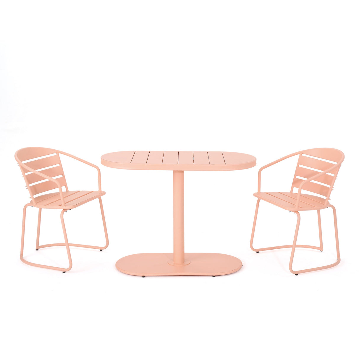 Outdoor Metal Seating Set with Coffee Table and 2 Chairs, Pink