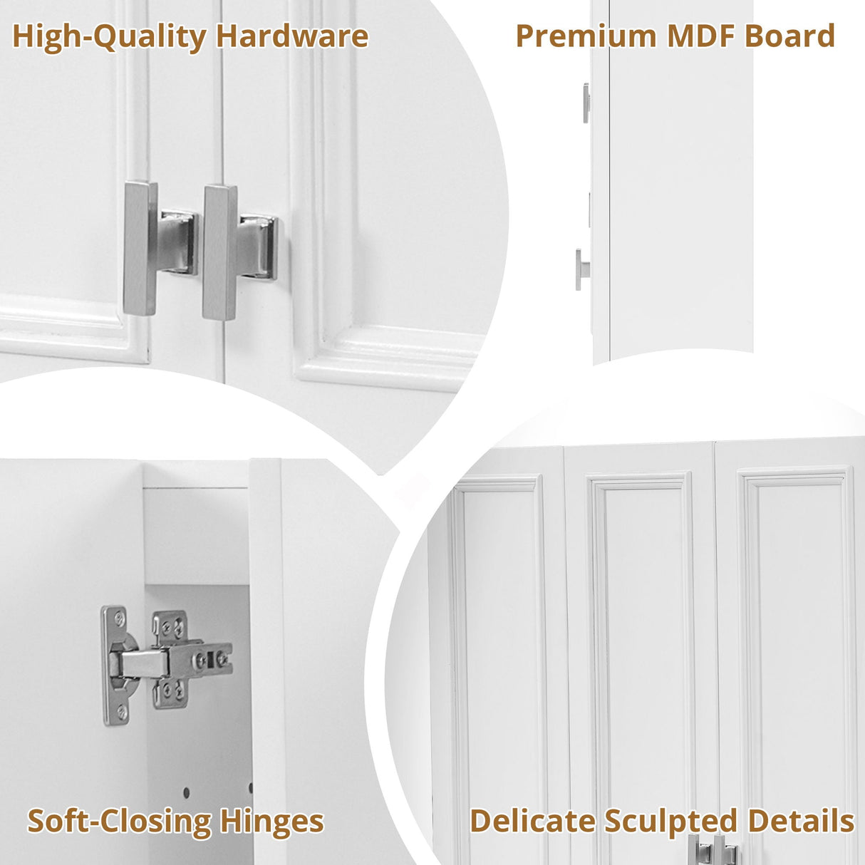 Wall Mounted Bathroom Cabinet With 5 Adjustable Shelves