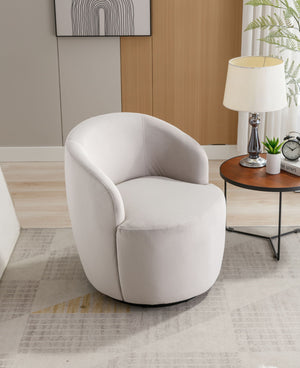 Swivel Accent Armchair Barrel Chair With Powder Coating Metal Ring