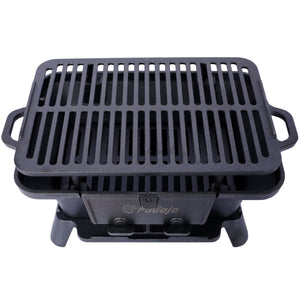 Oval Cast Iron Grill with Enamel Coating - Charcoal Tabletop Skillet