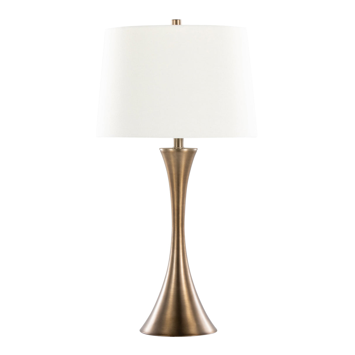 Lenuxe 29" Contemporary Metal Table Lamp Set in Matte Golden Bronze with Linen Shade