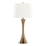 Lenuxe 29" Contemporary Metal Table Lamp Set in Matte Golden Bronze with Linen Shade